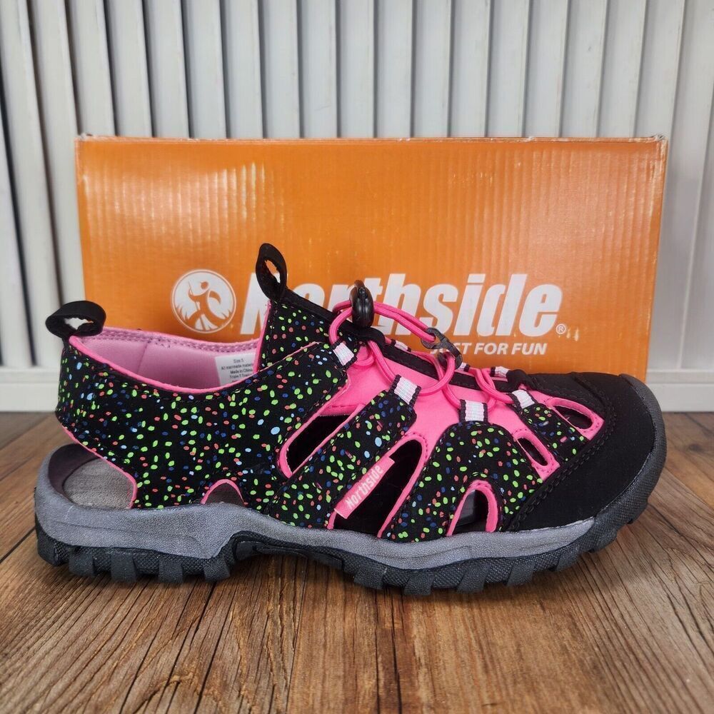 Northside Burke II Sport Sandal Kids Size 5 Black Fuchsia Colorful Water Shoes